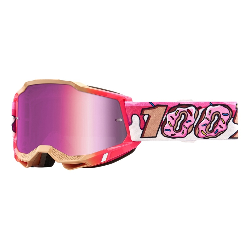 Ochelari de motocros 100% ACCURI 2 Donut alb și roz (plexi roz)