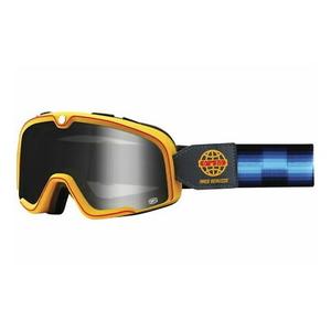 Ochelari de protecție 100% BARSTOW Race Service albastru-auriu-negru (plexi argintiu)