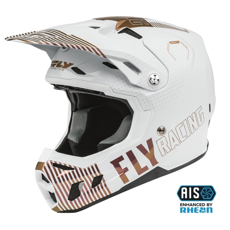 Cască de motocros FLY Racing Formula CC Primary alb și cupru