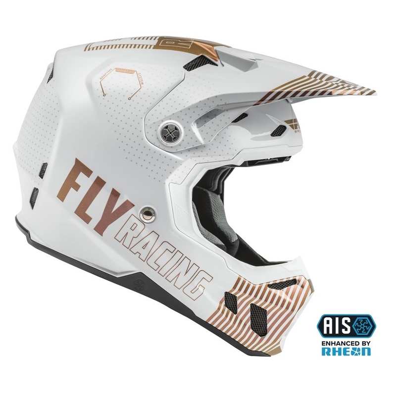 Cască de motocros FLY Racing Formula CC Primary alb și cupru