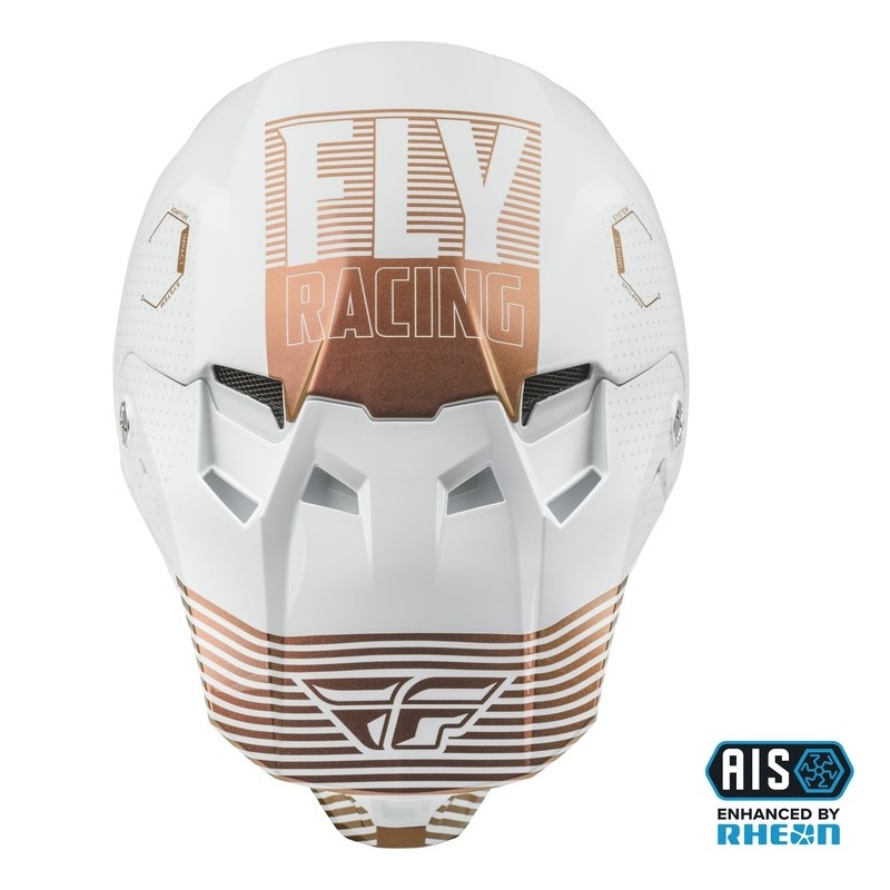Cască de motocros FLY Racing Formula CC Primary alb și cupru