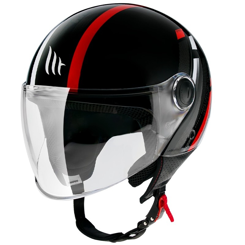 MT Street Scope D5 Casca de motocicletă deschisă negru-gri-roșu-roșu lucios lichidare