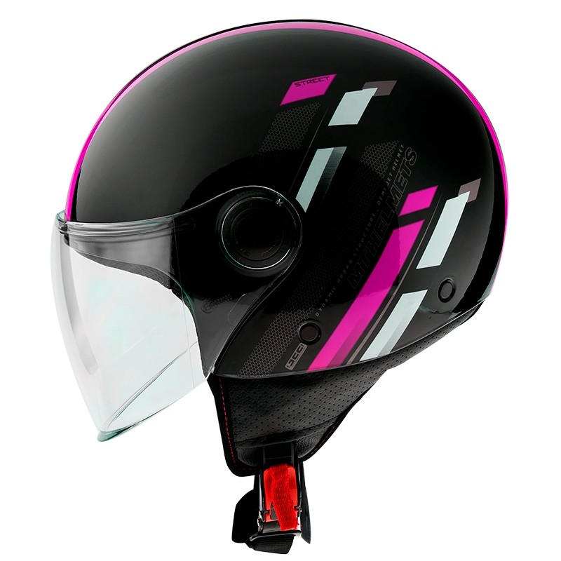 MT Street Scope D8 Negru-Grey-Fluo Pink Gloss Open Casca de motocicletă lichidare