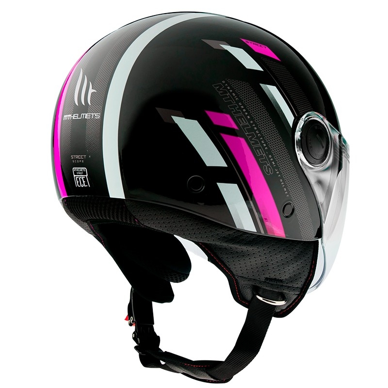 MT Street Scope D8 Negru-Grey-Fluo Pink Gloss Open Casca de motocicletă lichidare