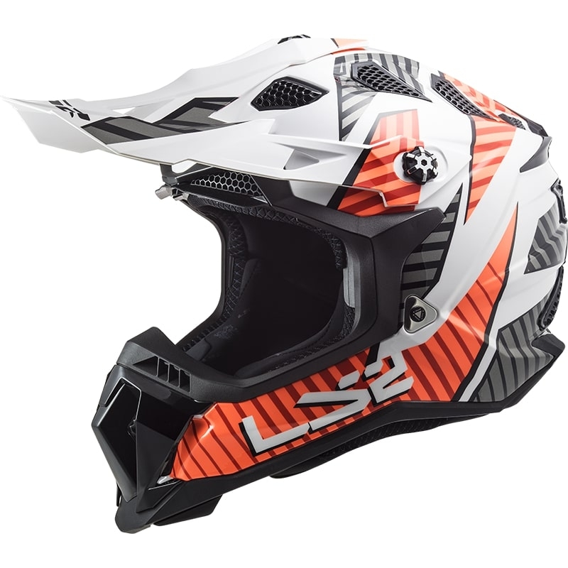 Cască de motocros LS2 MX700 Subverter Astro alb-portocaliu