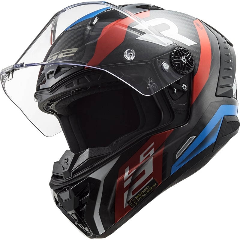 Cască de motociclist LS2 FF805 Thunder C Supra negru-roșu-albastru integrală LS2 FF805 Thunder C Supra lichidare