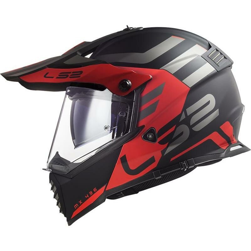 Cască de enduro LS2 MX436 Pioneer Evo Adventurer negru-roșu mat