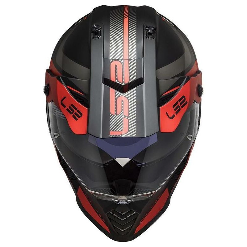 Cască de enduro LS2 MX436 Pioneer Evo Adventurer negru-roșu mat