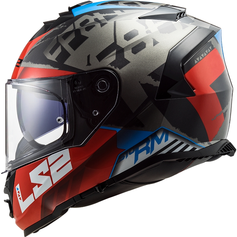 Cască de motociclist LS2 FF800 Storm Sprinter negru-roșu-titaniu integrală LS2 FF800 Storm Sprinter negru-roșu-titan