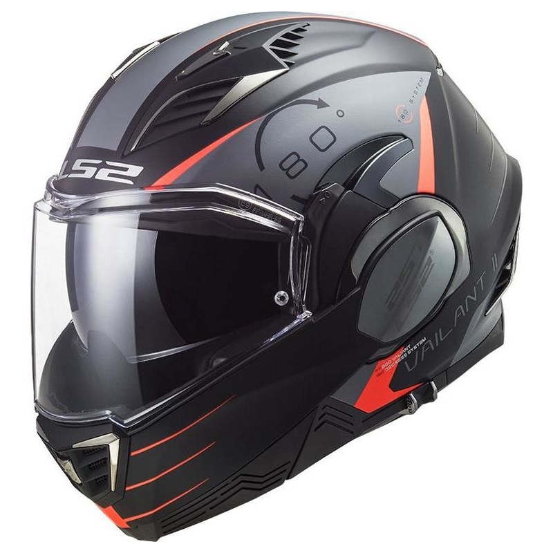Cască de motocicletă pliabilă LS2 FF900 Valiant II Codex negru-fluo-roșu-titaniu