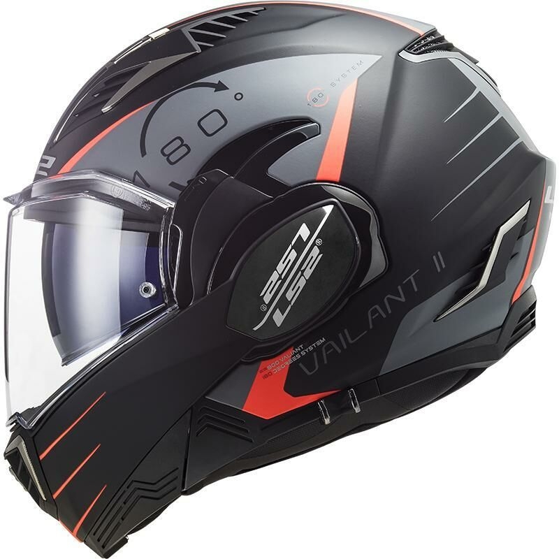 Cască de motocicletă pliabilă LS2 FF900 Valiant II Codex negru-fluo-roșu-titaniu