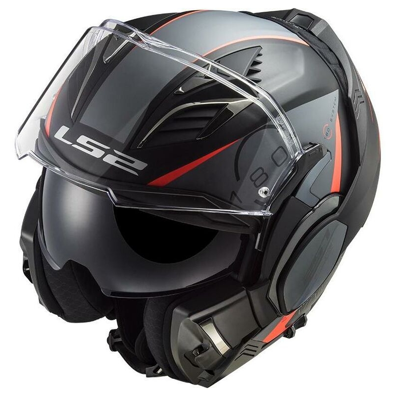 Cască de motocicletă pliabilă LS2 FF900 Valiant II Codex negru-fluo-roșu-titaniu