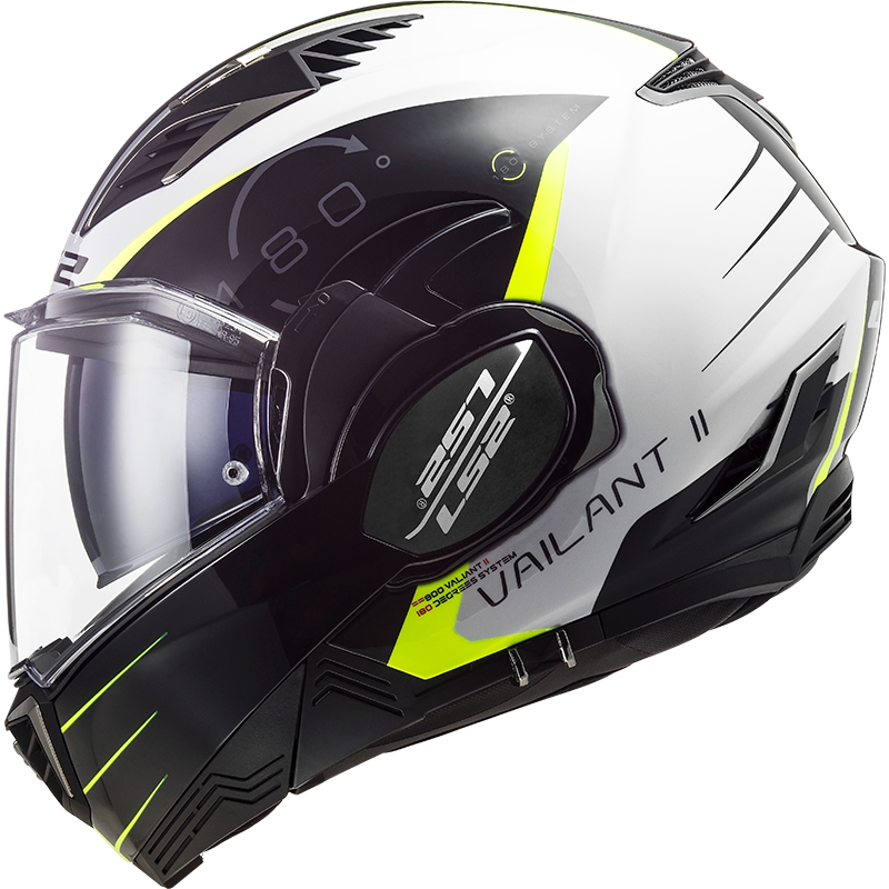 LS2 FF900 Valiant II Codex LS2 FF900 Valiant II Codex cască de motocicletă pliabilă negru-galben-fluo-alb-alb