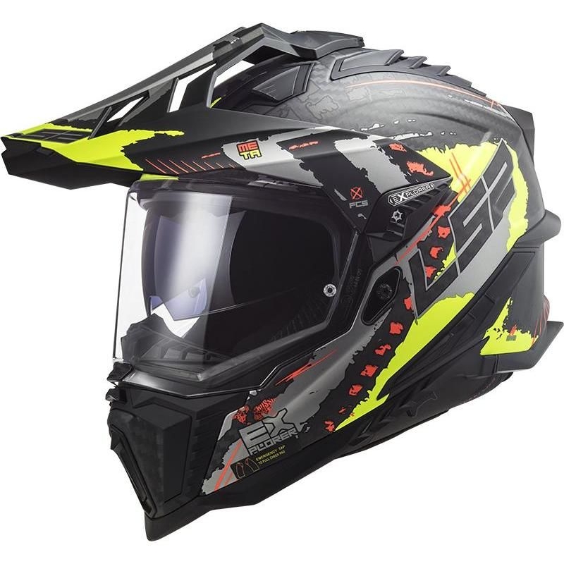 Cască de enduro LS2 MX701 Explorer C Extend negru-gri-fluo-galben