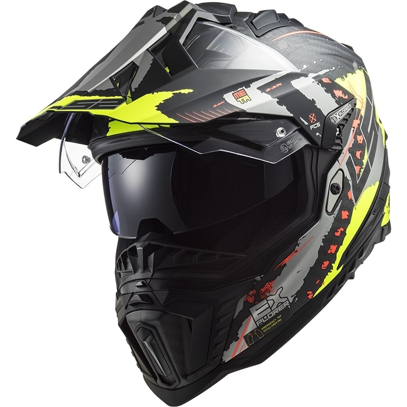 Cască de enduro LS2 MX701 Explorer C Extend negru-gri-fluo-galben