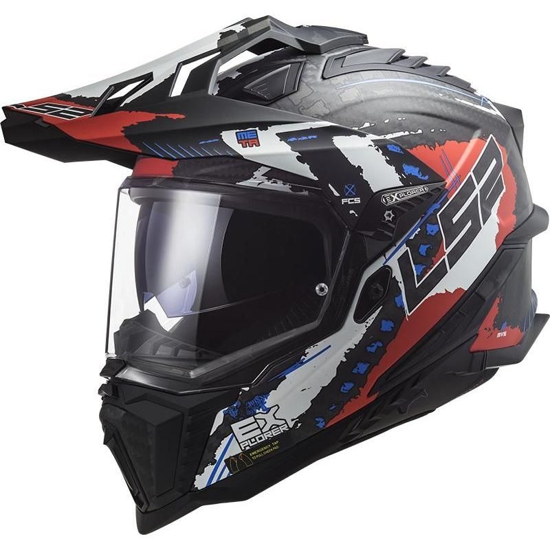 Cască de enduro LS2 MX701 Explorer C Extend negru-albastru-roșu