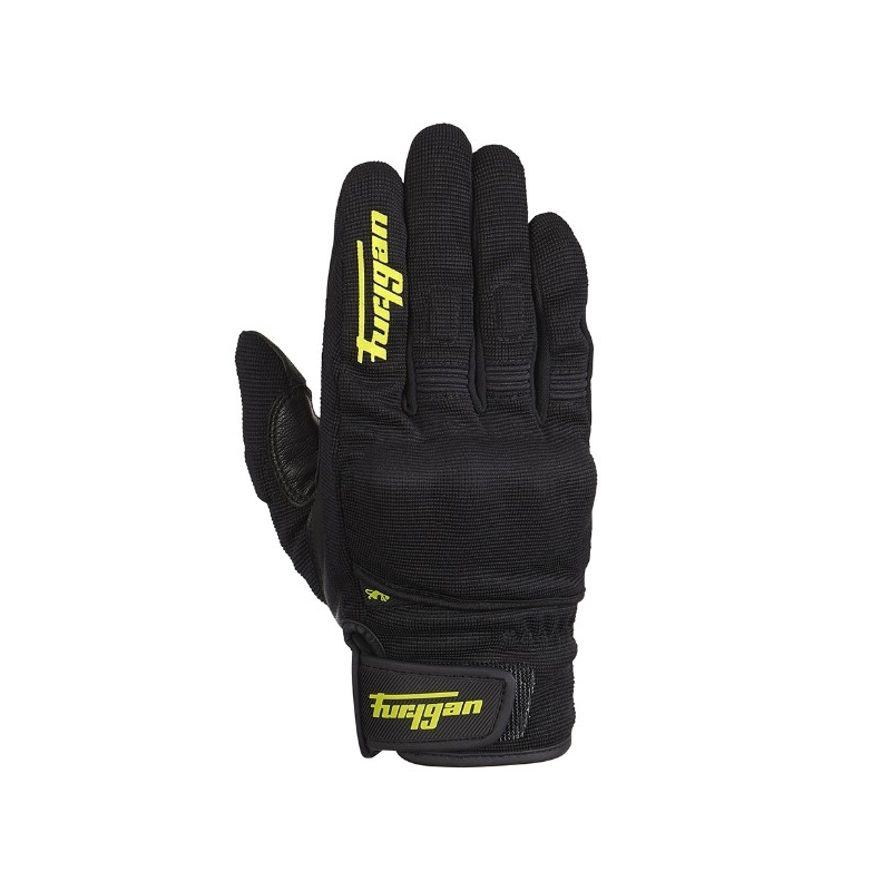 Mănuși de motocicletă Furygan Jet D3O negru-galben-fluo