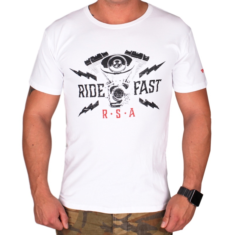 Tricou RSA Ride Fast alb lichidare