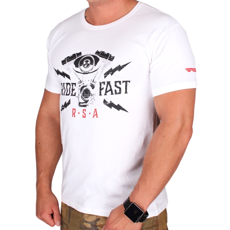 Tricou RSA Ride Fast alb lichidare