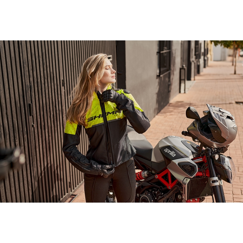 Geacă de motocicletă pentru femei Shima Drift negru-galben-fluo