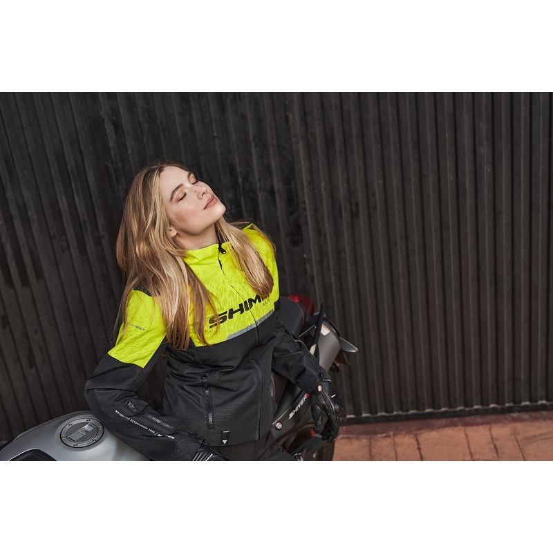 Geacă de motocicletă pentru femei Shima Drift negru-galben-fluo
