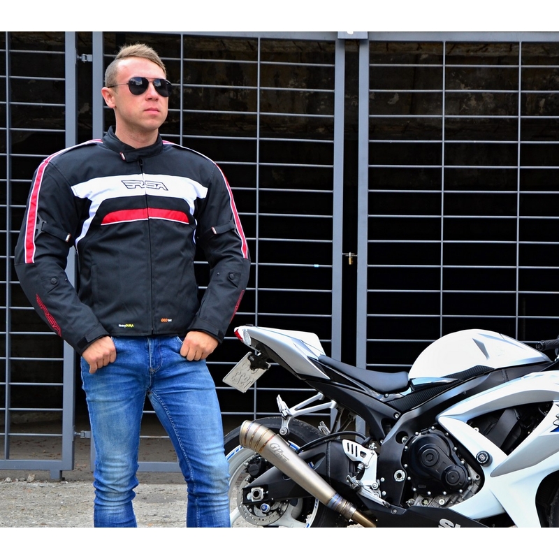 RSA Iron negru și roșu jacheta de motociclete lichidare