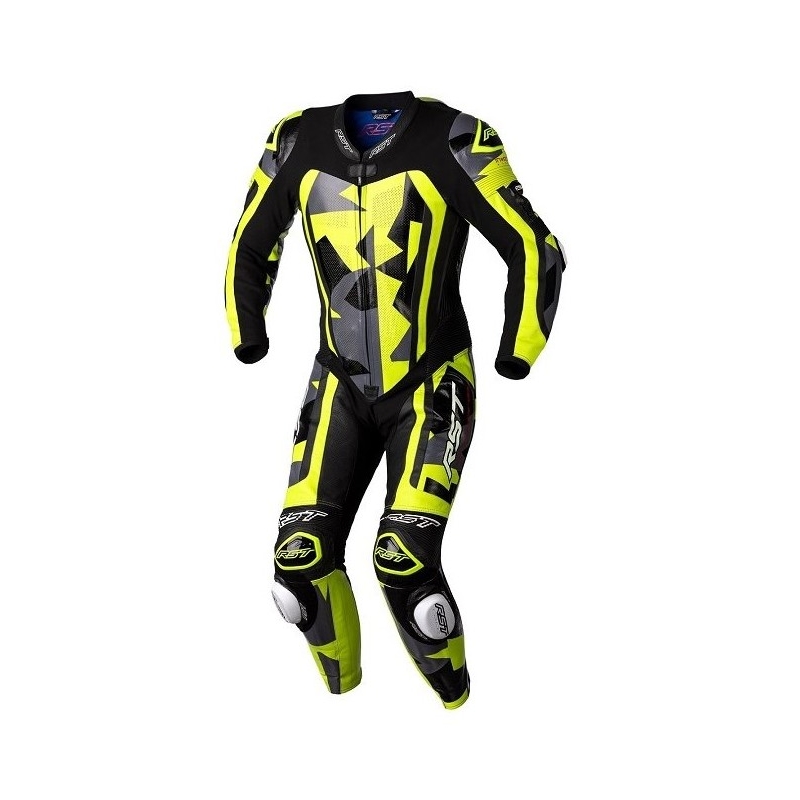 Salopetă de motocicletă RST Pro Series CE dintr-o singură bucată negru-gri-galben-fluo lichidare