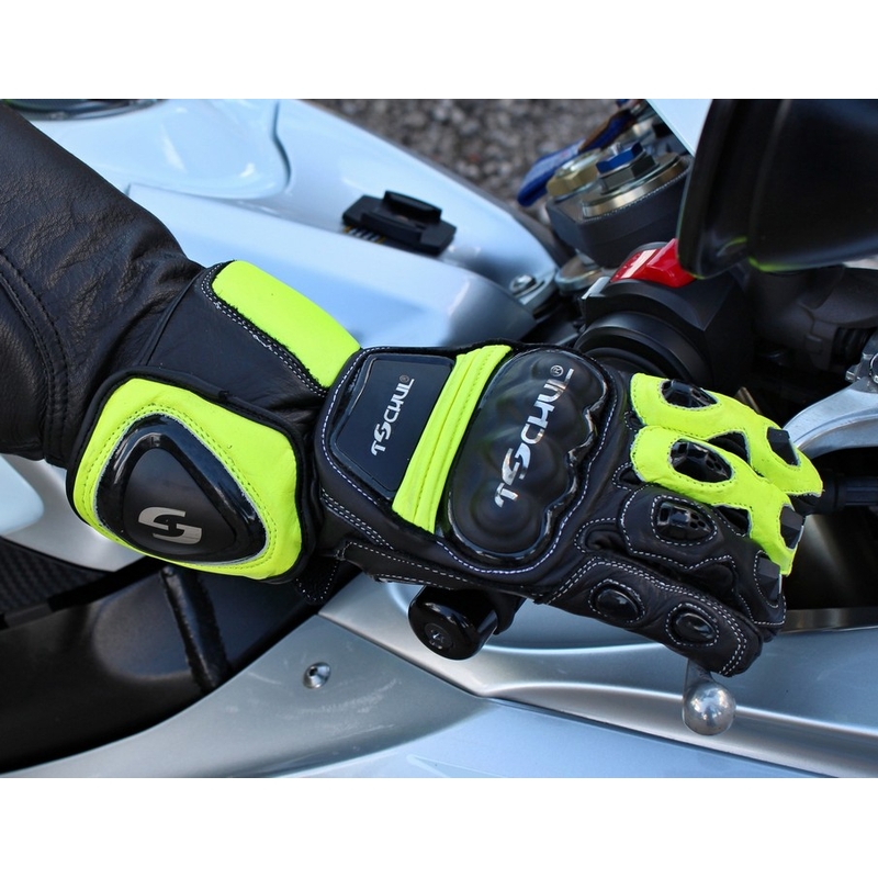 Mănuși de motociclete Tschul 285 negru-fluo galben lichidare