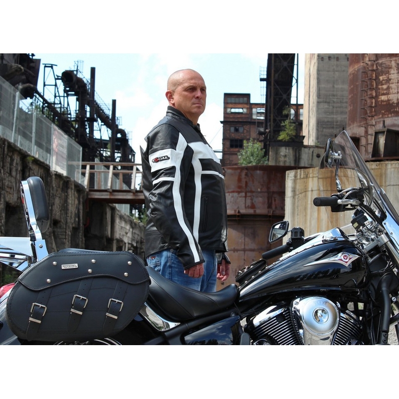 Jachetă de motociclete Tschul 837 negru și alb lichidare