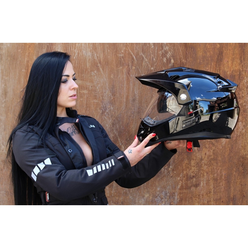 Cască de enduro cu parasolar RSA MX-01 negru lucios lichidare