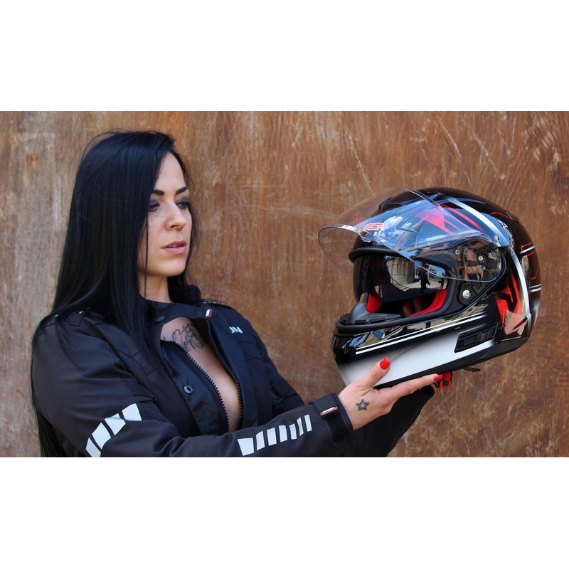 Cască de motocicletă RSA SR-01 negru-roșu-alb lichidare