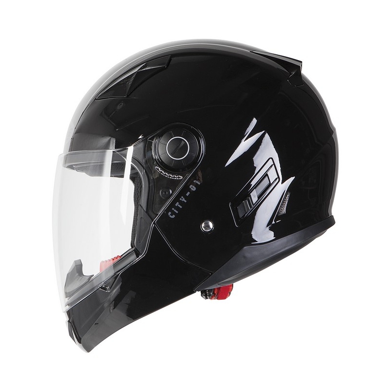 Cască de motocicletă Ozone City-01 cu curea de bărbie detașabilă negru lucios lichidare