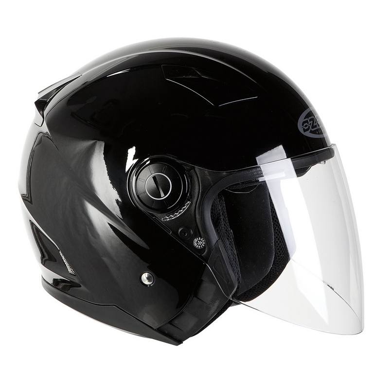 Cască de motocicletă Ozone City-01 cu curea de bărbie detașabilă negru lucios lichidare