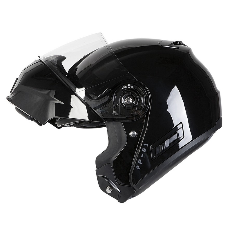 Ozone FP-01 negru lucios negru lucios tip-up casca de motocicletă lichidare
