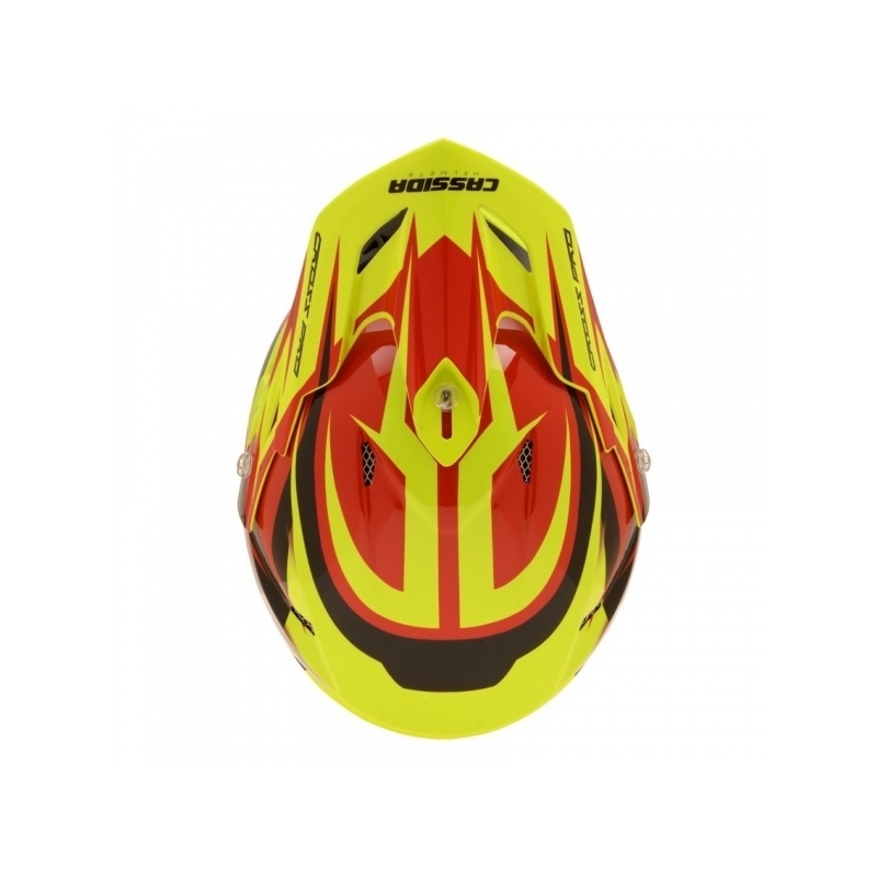 Casca de motocross Cassida Cross Pro - roșu/galben/negru lichidare