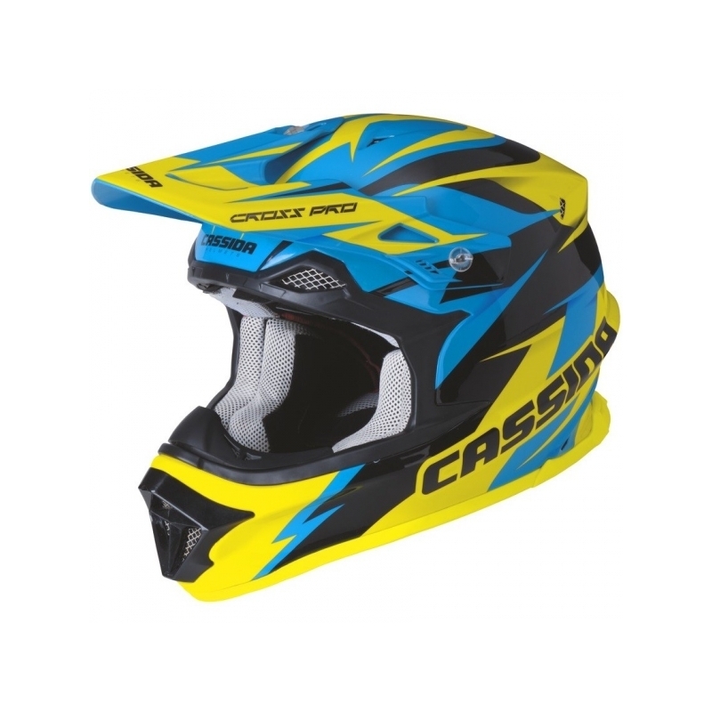 Cască de motocross Cassida Cross Pro - albastru/galben/negru