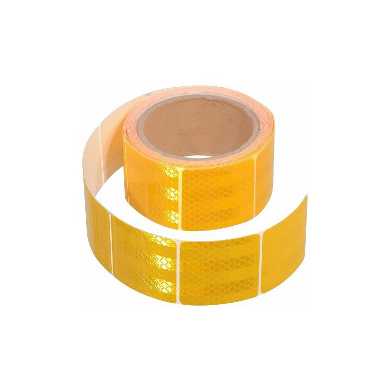 Bandă autoadezivă reflectorizantă divizată 1m x 5cm galben