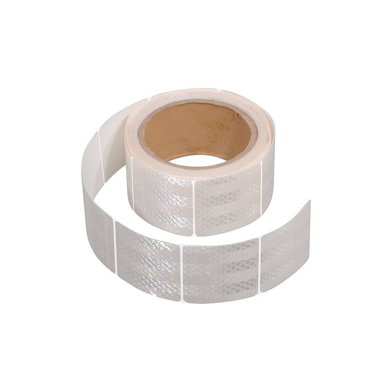 Bandă autoadezivă reflectorizantă divizată 1m x 5cm alb