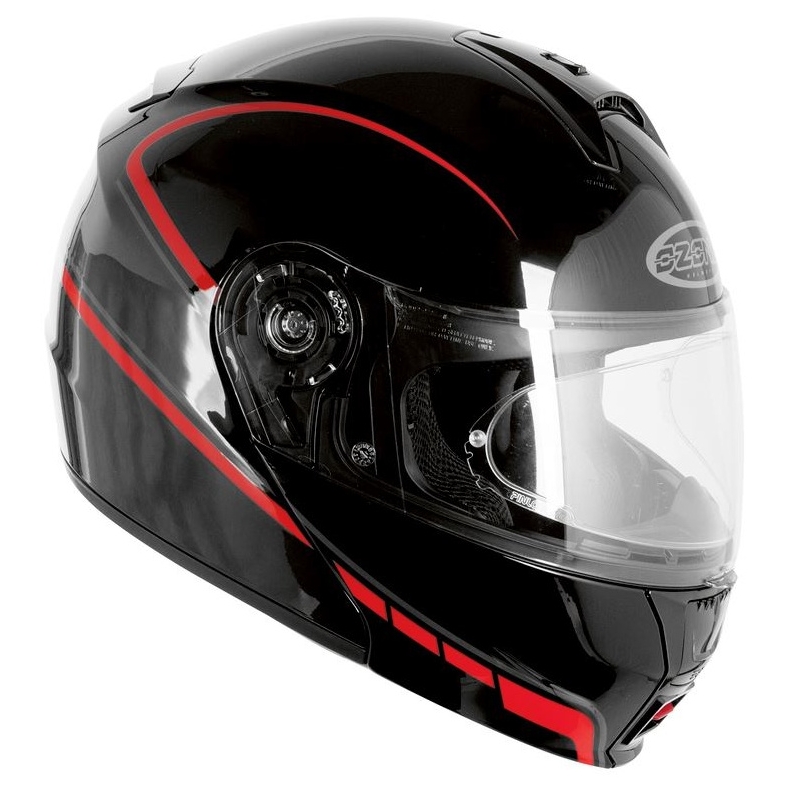 Cască de motocicletă basculantă Ozone FP-01 - negru/roșu +  Pinlock lichidare