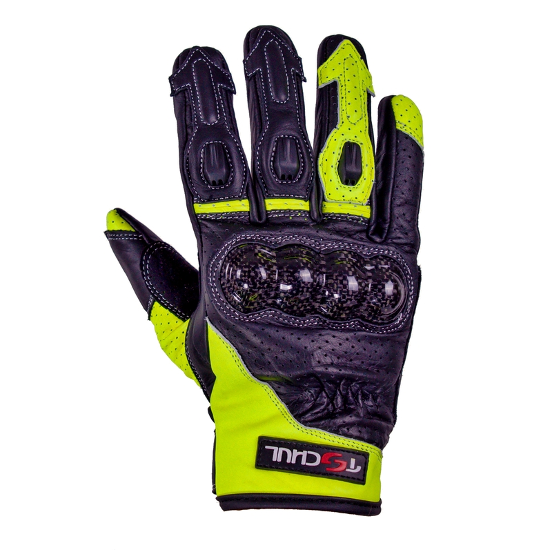 Mănuși de motociclete Tschul 316 negru-fluo galben výprodej lichidare