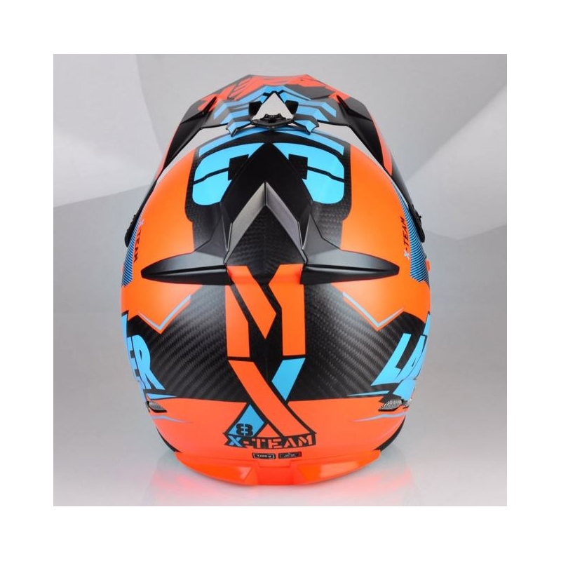 Casca de motocross Lazer MX8 X-Team Carbon albastru-portocaliu lichidare