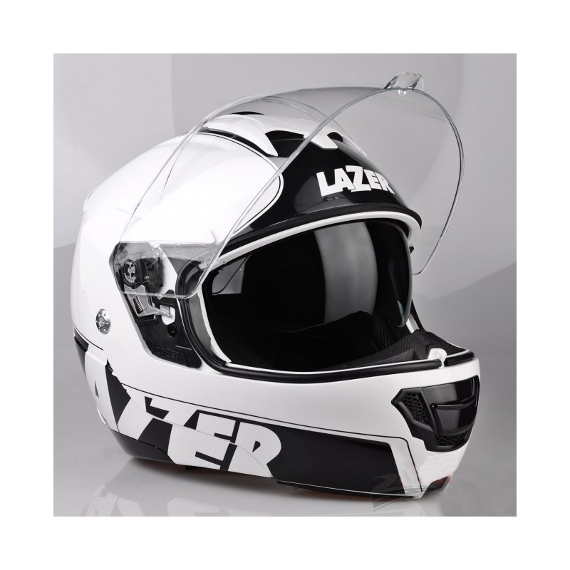 Cască de motocicletă flip-up Lazer Lugano Raccoun alb-negru