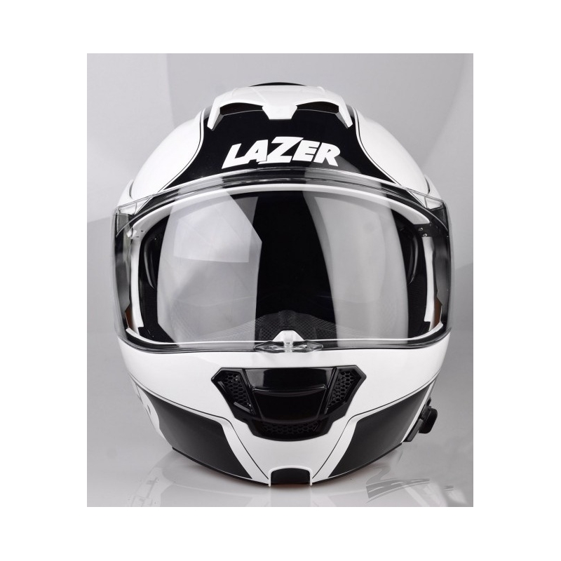 Cască de motocicletă flip-up Lazer Lugano Raccoun alb-negru
