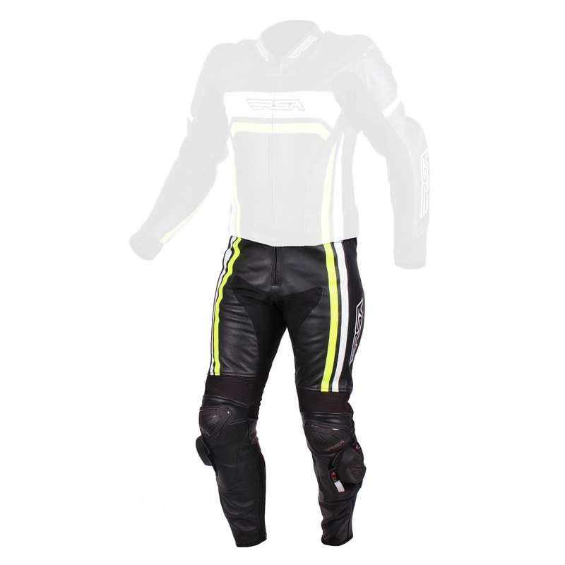 Pantaloni de motociclete pentru bărbați RSA Virus negru-alb-alb-albastru-galben-fluo výprodej lichidare