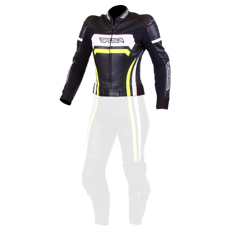 Jacheta de motociclete pentru femei RSA Virus negru-alb-alb-fluo galben lichidare