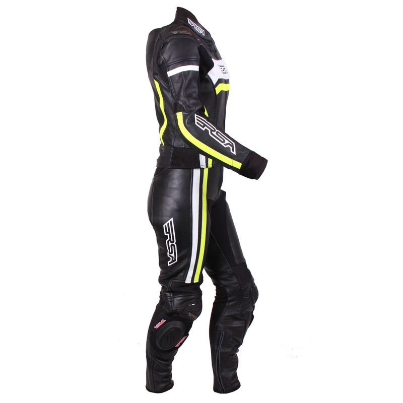 Salopetă de motocicletă pentru femei RSA Virus Black-White-Fluo Yellow lichidare