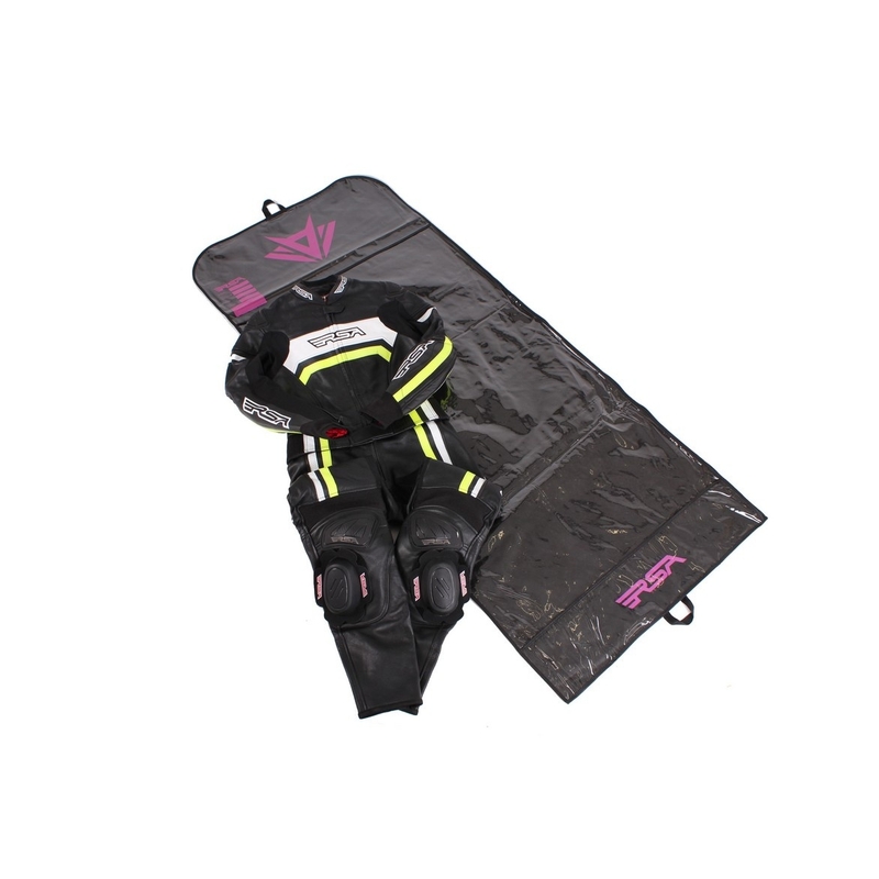 Salopetă de motocicletă pentru femei RSA Virus Black-White-Fluo Yellow lichidare
