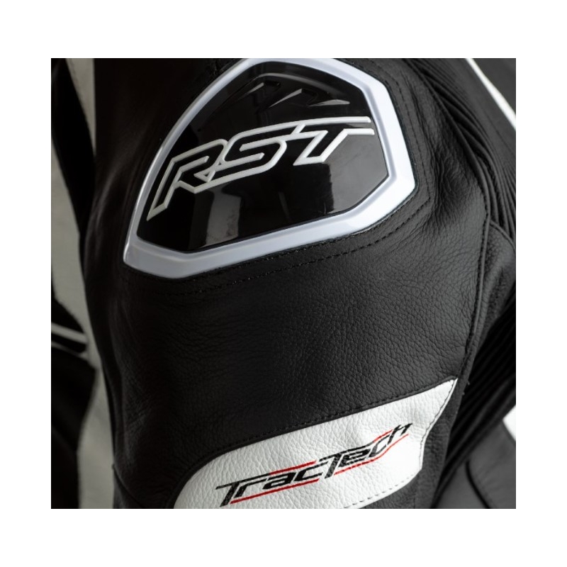 Costum de motociclist RST Tractech Evo 4 CE negru și alb dintr-o singură bucată lichidare