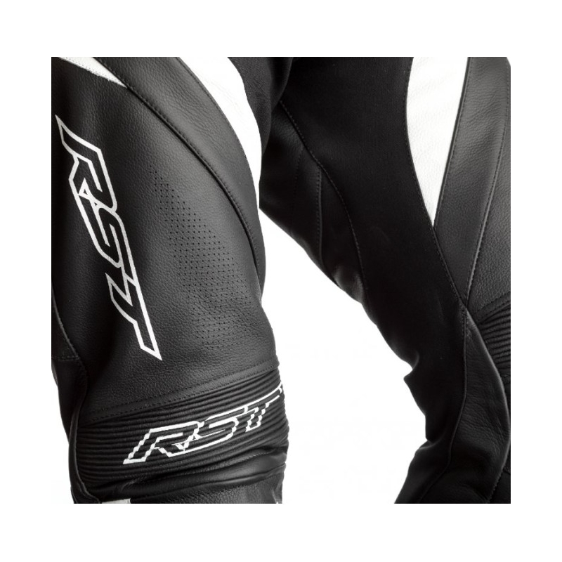 Costum de motociclist RST Tractech Evo 4 CE negru și alb dintr-o singură bucată lichidare