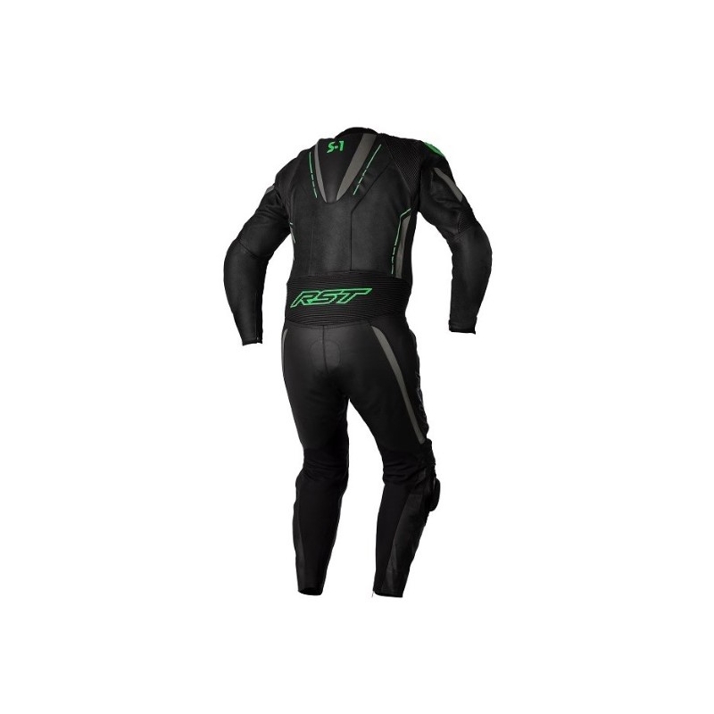 Costum de motocicletă dintr-o singură bucată RST S1 CE negru-cenușiu-verde-fluo lichidare